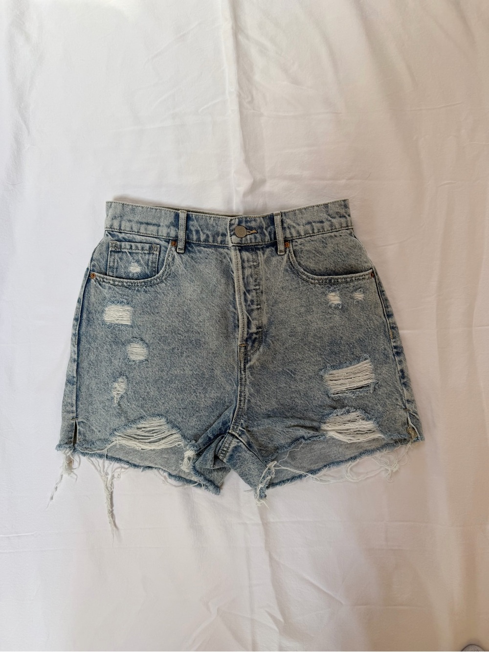 PacSun Light Blue Distressed High-Rise Denim Shorts